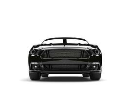 Crushing black modern sports muscle car - front view photo