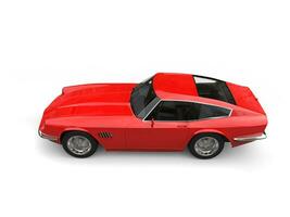 Vintage red fast car - top down side view photo