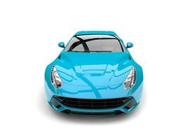 Modern pastel blue fast concept car - front view closeup shot photo