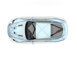 Metallic pastel blue modern sports luxury car - top down view photo