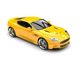 Sun yellow modern sports luxury car - top down view photo