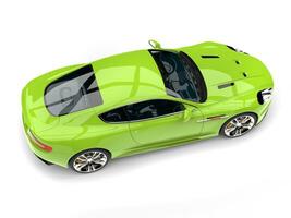 Mad green modern sports luxury car - top down view photo