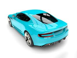 Baby blue modern luxury sports car - rear view photo