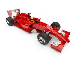 Red super fast racing car - top down view photo