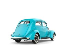 Bright pastel blue old vintage car - back view photo