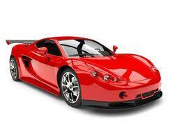 Modern bright red sports race supercar photo