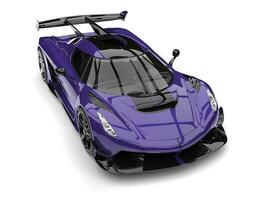 Metallic exotic purple sports race super car - top down front view photo