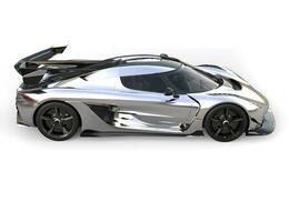 Silver race super car - top down side view photo