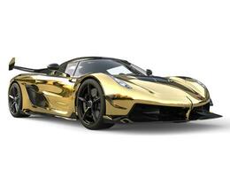 Golden race sports super car - closeup shot photo