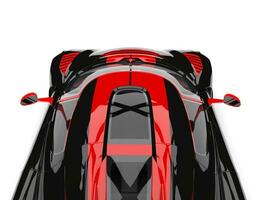 Black and red sports race super car - overhead camera view photo