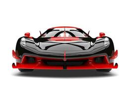 Black and red sports race super car - front view closeup shot photo