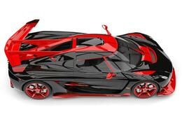 Black and red sports race super car - top down side view photo