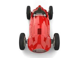 Vintage red race car restored to perfect condition - top down view photo