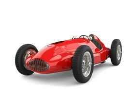 Vintage red race car restored to perfect condition - front closeup shot photo