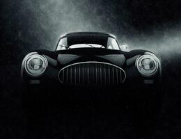 Vintage elegant car in the rain - noir style 3D illustration photo