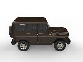 Wood brown powerful off road car - side view photo