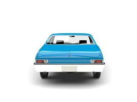Sky blue old vintage muscle car - back view photo