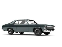 Metallic charcoal gray restored vintage muscle car photo