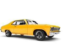 Canary yellow restored vintage muscle car - side view photo
