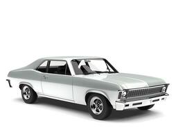 Metallic silver gray restored vintage muscle car photo