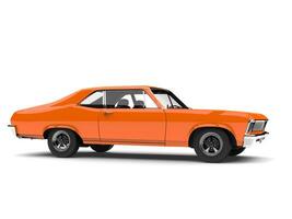 Bright orange restored vintage muscle car - side view photo