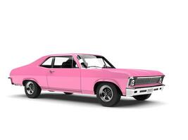 Brilliant pink restored vintage fast muscle car - side view photo