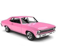 Brilliant pink restored vintage fast muscle car photo