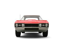 Restored old school red vintage muscle car - front view photo