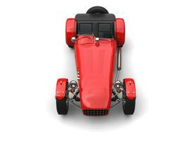 Bright red vintage open wheel sport racing car - top down view photo