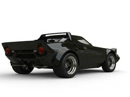 Jet black vintage sports race car - rear side view photo