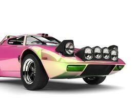 Metallic two tone pink and green vintage race car - cut shot photo