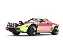 Metallic two tone pink and green vintage race car photo