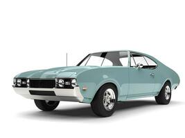 Pale pastel blue vintage restored muscle car photo