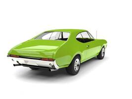 Bright lime green vintage restored muscle car - rear view photo