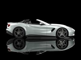 White metallic supercar with clear reflective background photo