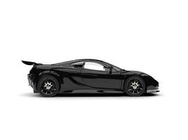 Pitch black modern fast supercar - side view photo