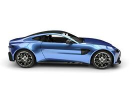 Metallic blue modern sports car - side view photo