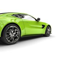Lime green modern electric sports concept car - rear wheel shot photo