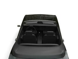 Cool black vintage cabriolet convertible car - top down back view with roof down photo