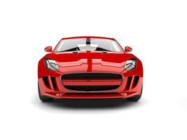 Bright red fast luxury sports car - front view shot photo