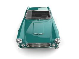 Vintage teal cabriolet convertible car - top down bonnet shot photo