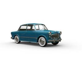 Compact blue vintage car - restored to mint condition photo