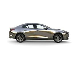 Chrome silver Mazda 3 2019 - 2022 model - side view - 3D Illustration - isolated on white background photo