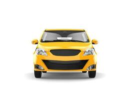 Bright sunny yellow modern compact car - front view photo