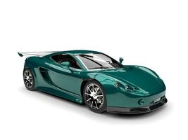 Metallic greenish blue modern sports car photo