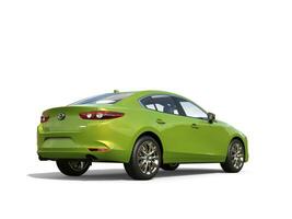 Electric green Mazda 3 2019 - 2022 model - side view - 3D Illustration - isolated on white background photo