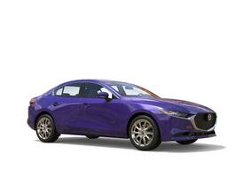Full purple Mazda 3 2019 - 2022 model - 3D Illustration - isolated on white background photo