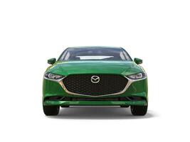 Forest green Mazda 3 2019 - 2022 model - front view - 3D Illustration - isolated on white background photo