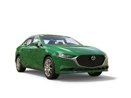 bosque verde mazda 3 2019 - 2022 modelo - 3d ilustración - aislado en blanco antecedentes foto