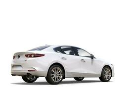 Clear white Mazda 3 2019 - 2022 model - rear side view - 3D Illustration - isolated on white background photo